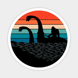 Bigfoot Riding Loch Ness Monster Magnet